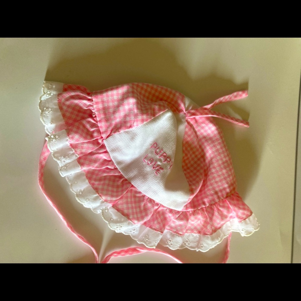 1970’s Vintage Cute Pink Gingham “Puppy Love” Sunhat